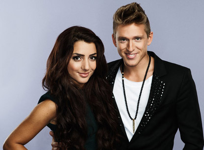 Gina Dirawi och Danny Saucedo blir programledare för Melodifestivalen 2013. Foto: Carl-Johan Söder/SVT (montage)